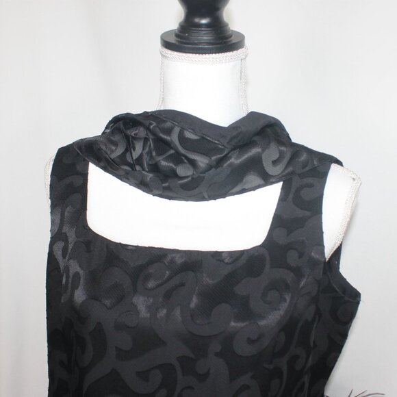 LORI WEIDNER Black Formal Dress Woman Size 14 Petite Maxi Length Sheath Boa Vtg. - Picture 2 of 12